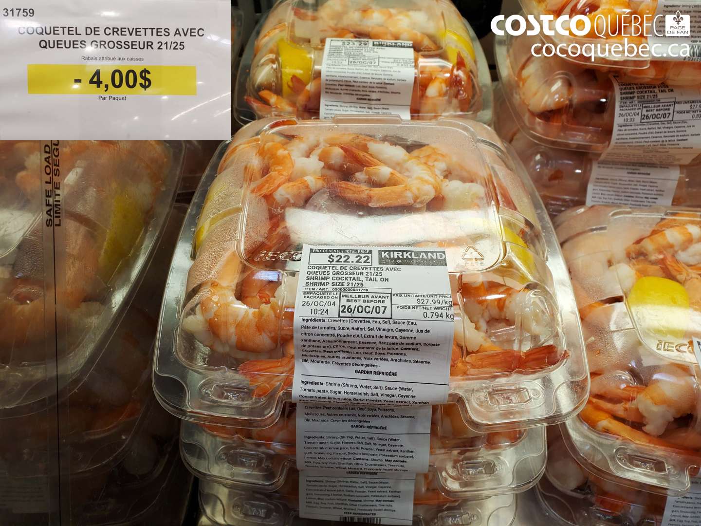 31759 COQUETEL DE CREVETTES AVEC QUEUES GROSSEUR 21/25 ($4.00 INSTANT SAVINGS)