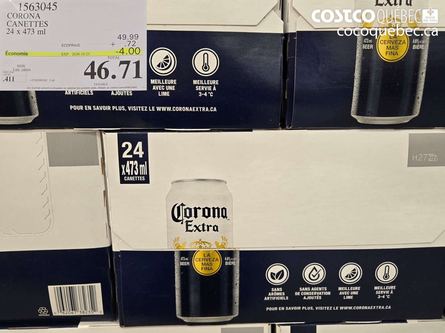 1563045 CORONA CANETTES ($4.00 INSTANT SAVINGS EXPIRES ON 2026-10-25) $46.71
