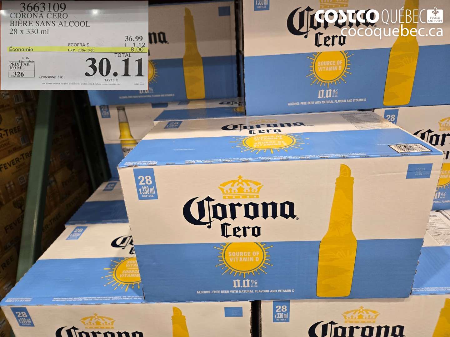 3663109 CORONA CERO BIÈRE SANS ALCOOL ($8.00 INSTANT SAVINGS EXPIRES ON 2026-10-20) $30.11
