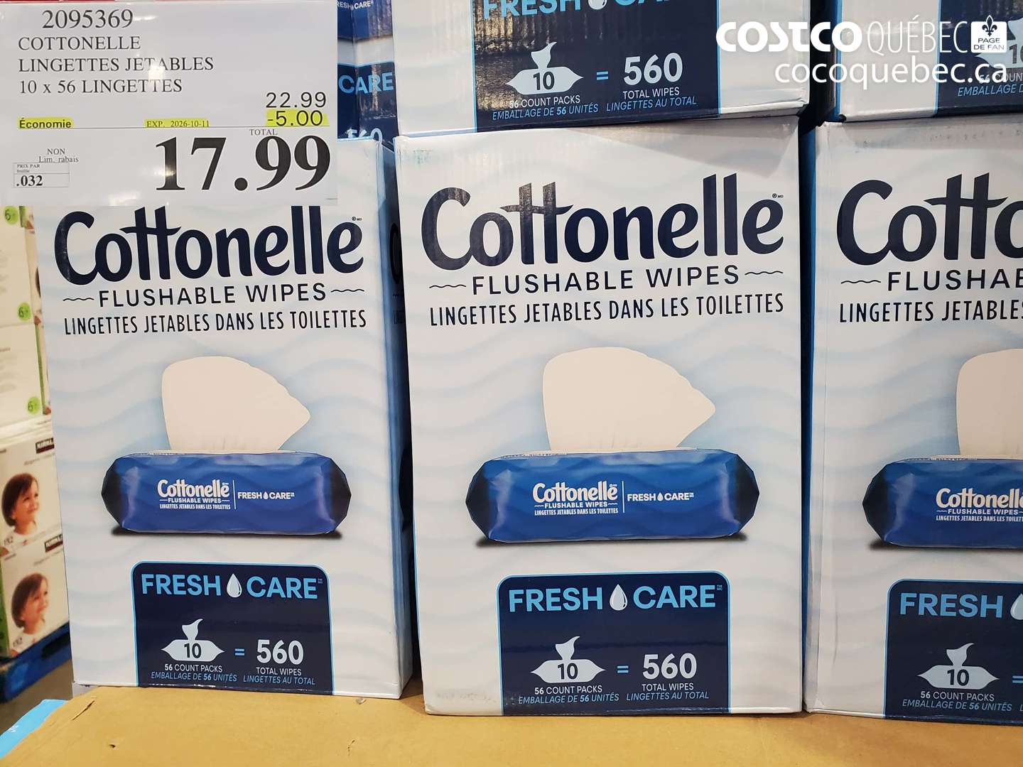 2095369 COTTONELLE LINGETTES JETABLES ($5.00 INSTANT SAVINGS EXPIRES ON 2026-10-11) $17.99