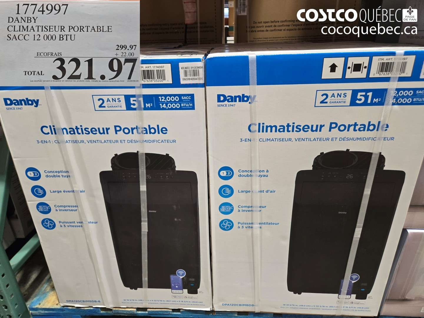 1774997 DANBY CLIMATISEUR PORTABLE SACC 12 000 BTU $321.97