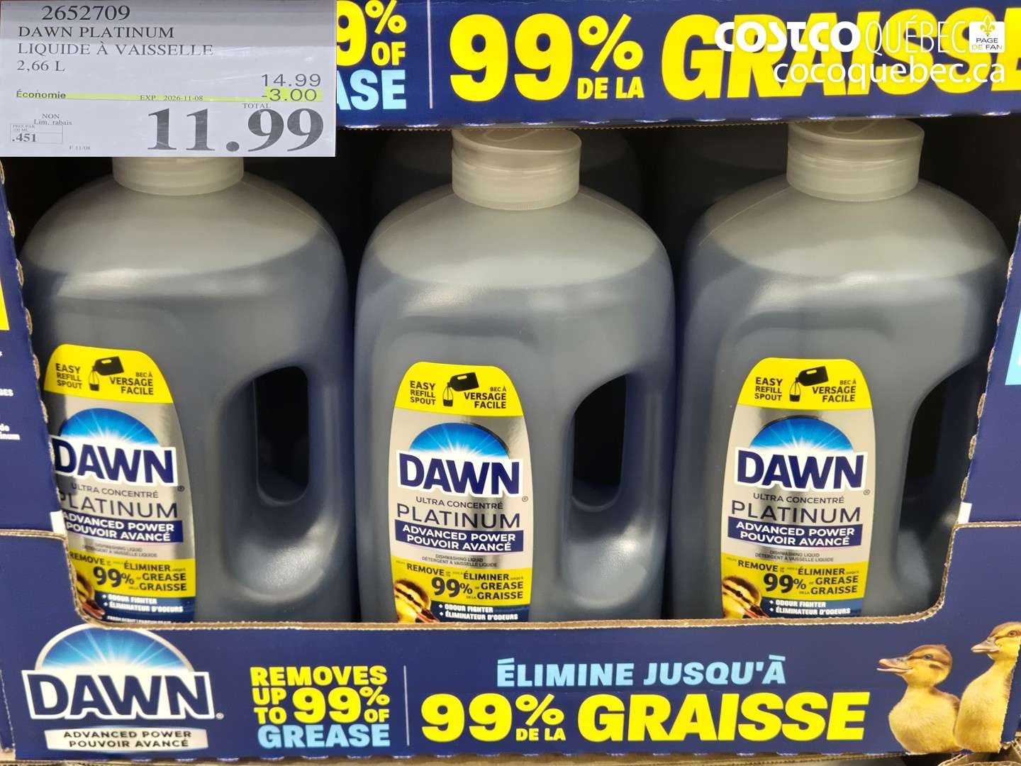 2652709 DAWN PLATINUM LIQUIDE À VAISSELLE ($3.00 INSTANT SAVINGS EXPIRES ON 2026-11-08) $11.99
