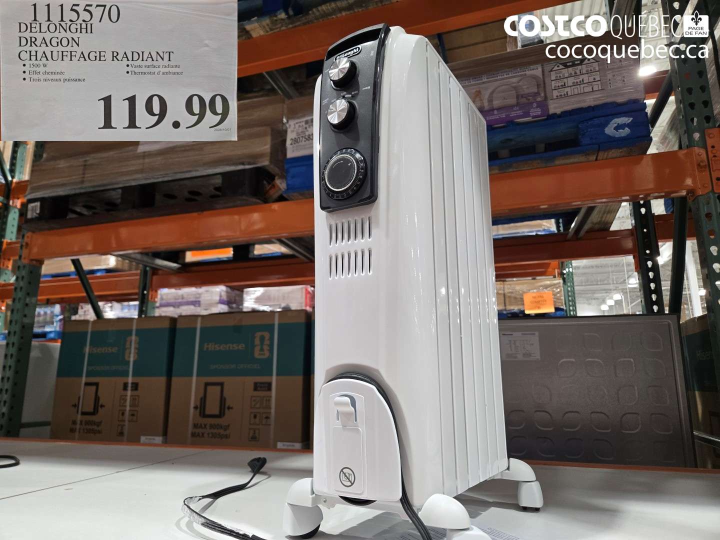 1115570 DELONGHI DRAGON CHAUFFAGE RADIANT $119.99