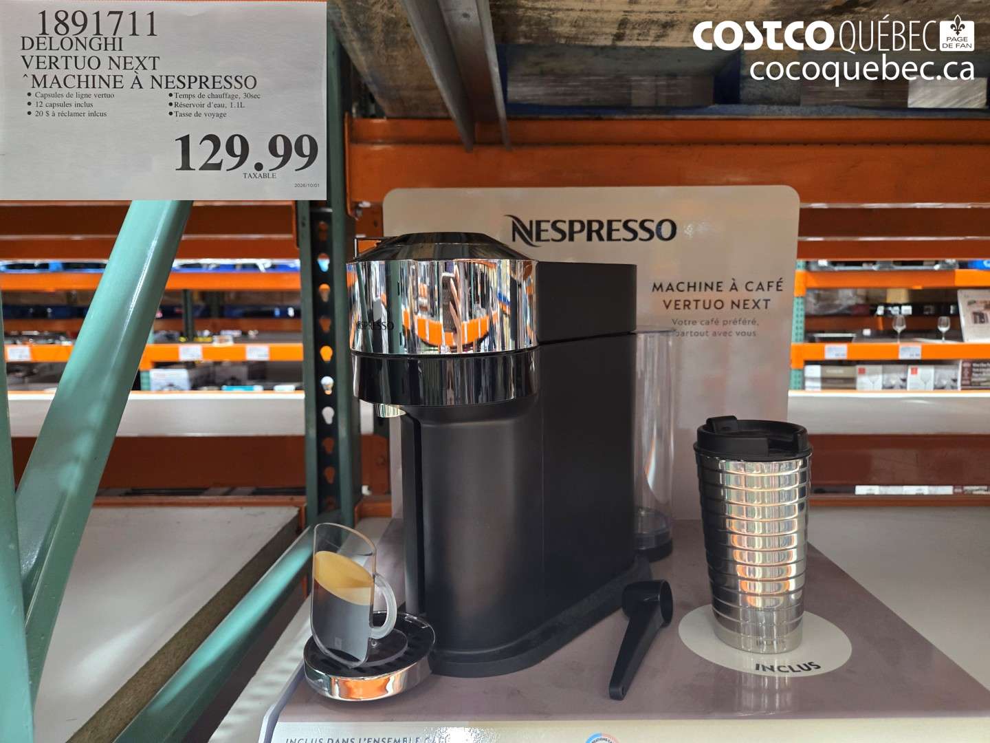 1891711 DELONGHI VERTUO NEXT MACHINE À NESPRESSO $129.99
