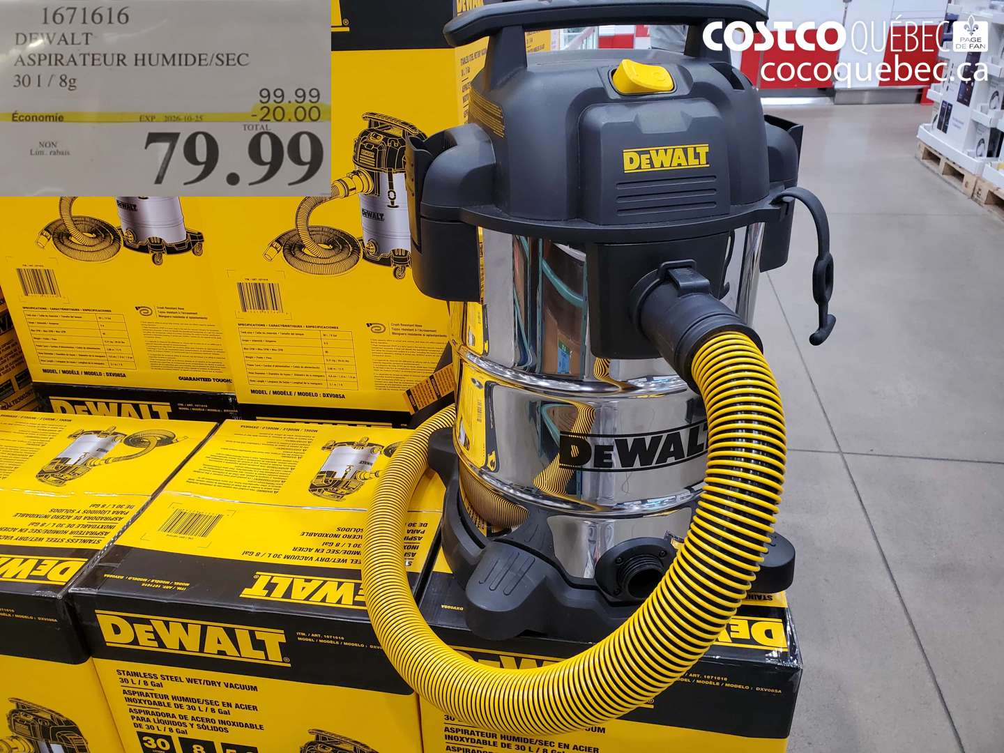 1671616 DEWALT ASPIRATEUR HUMIDE/SEC ($20.00 INSTANT SAVINGS EXPIRES ON 2026-10-25) $79.99