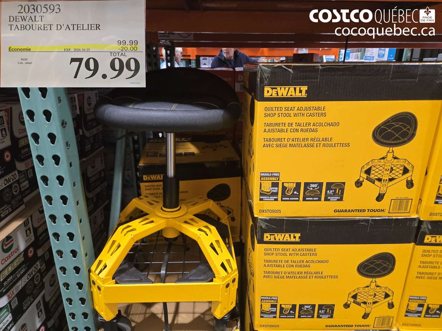 2030593 DEWALT TABOURET D'ATELIER ($20.00 INSTANT SAVINGS EXPIRES ON 2026-10-25) $79.99