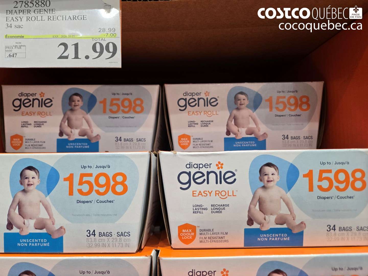 2785880 DIAPER GENIE EASY ROLL RECHARGE ($7.00 INSTANT SAVINGS EXPIRES ON 2026-10-25) $21.99