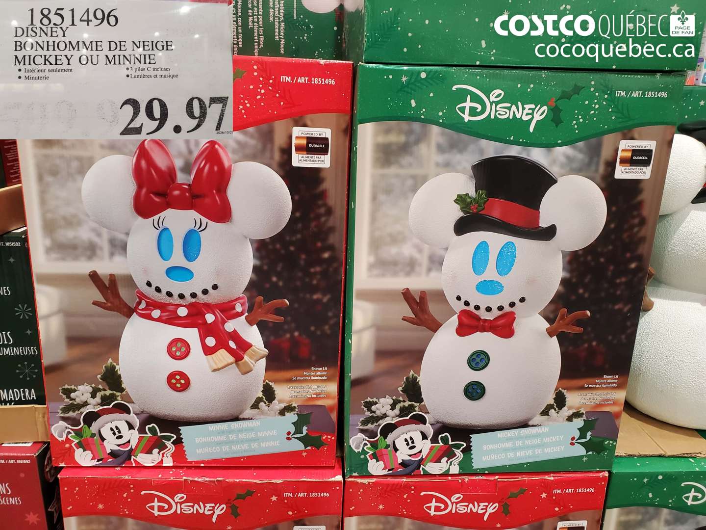 1851496 DISNEY BONHOMME DE NEIGE MICKEY OU MINNIE $29.97