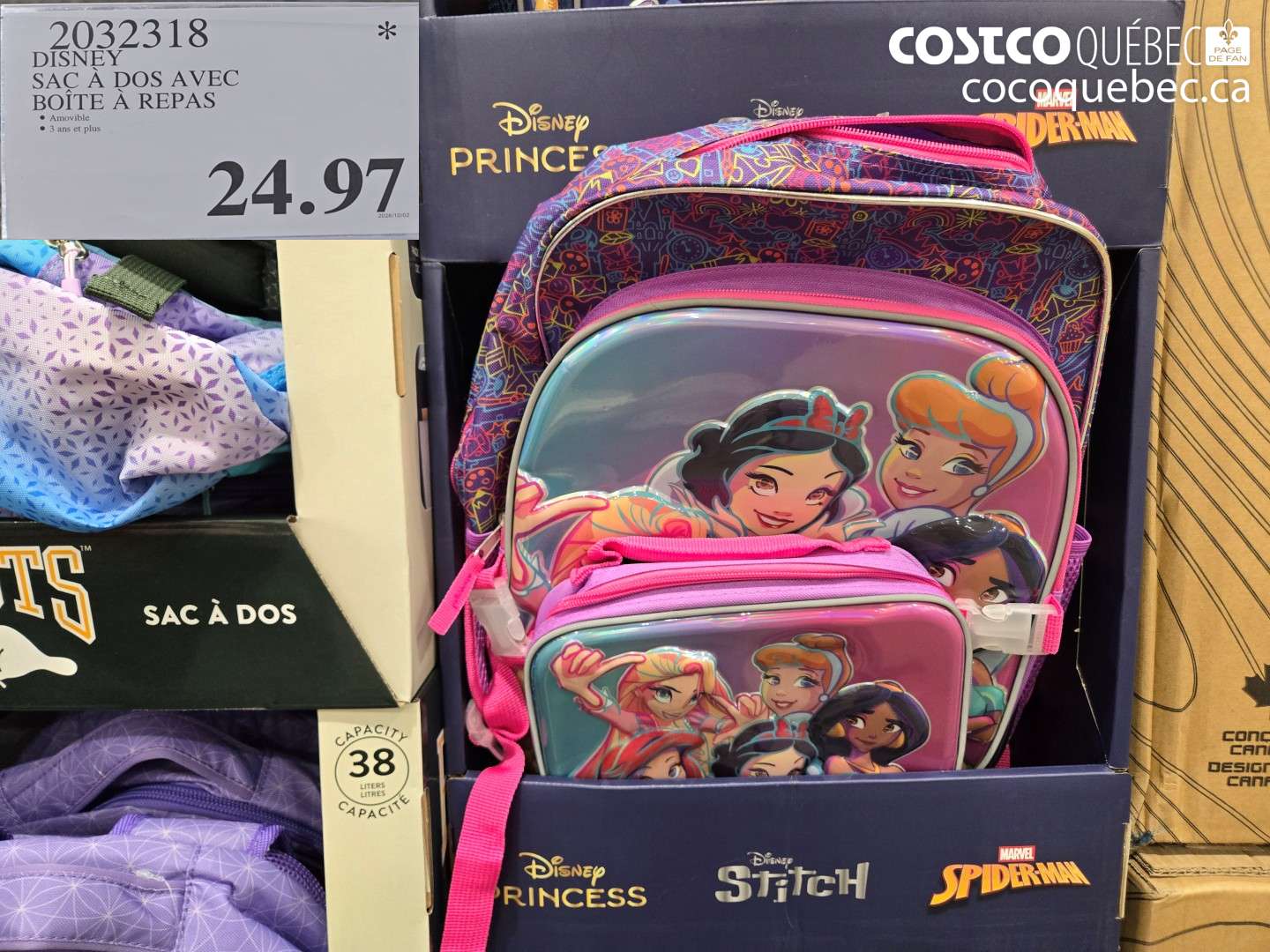 2032318 DISNEY SAC À DOS AVEC BOÎTE À REPAS $24.97