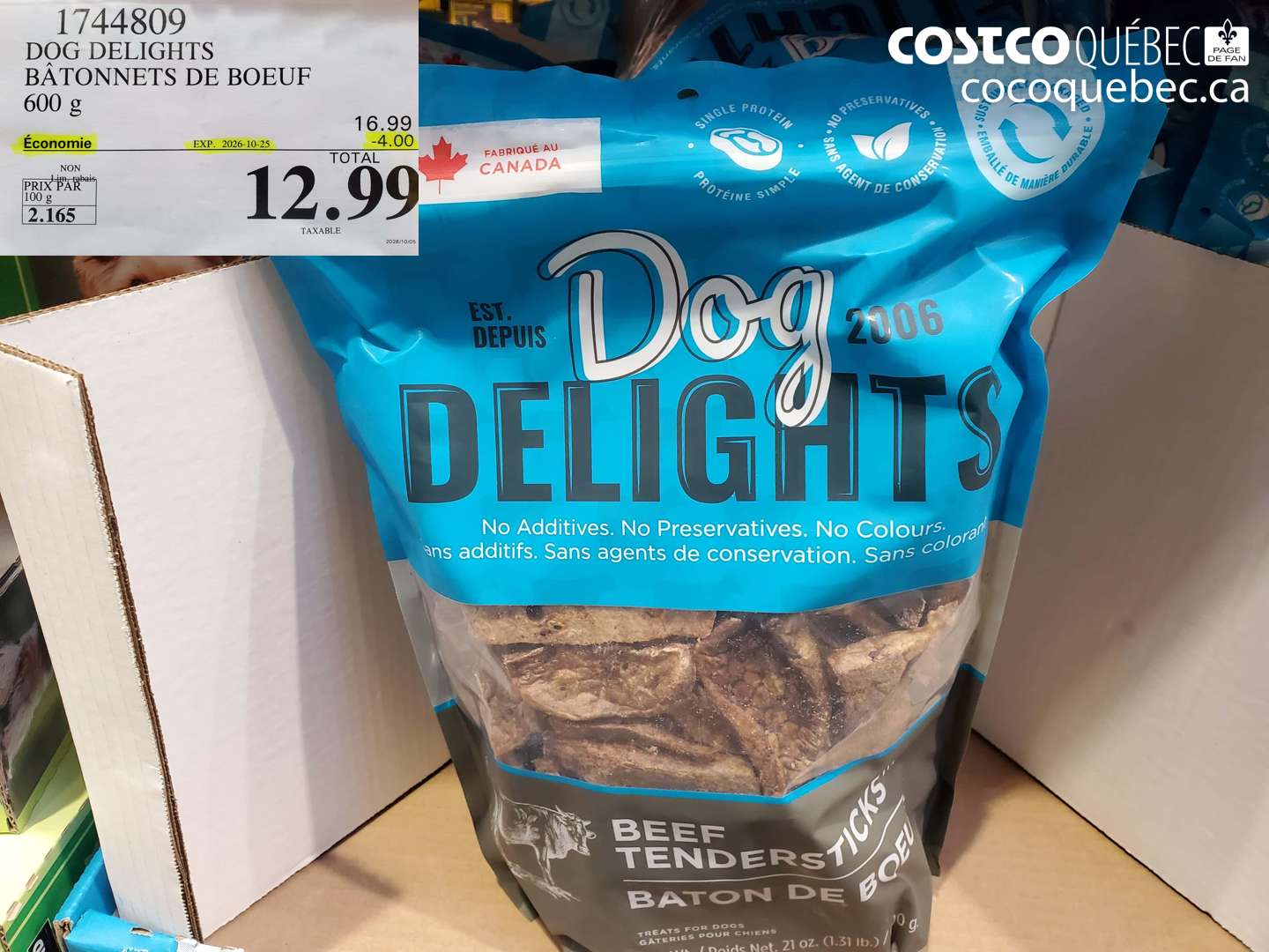 1744809 DOG DELIGHTS BÂTONNETS DE BOEUF ($4.00 INSTANT SAVINGS EXPIRES ON 2026-10-25) $12.99