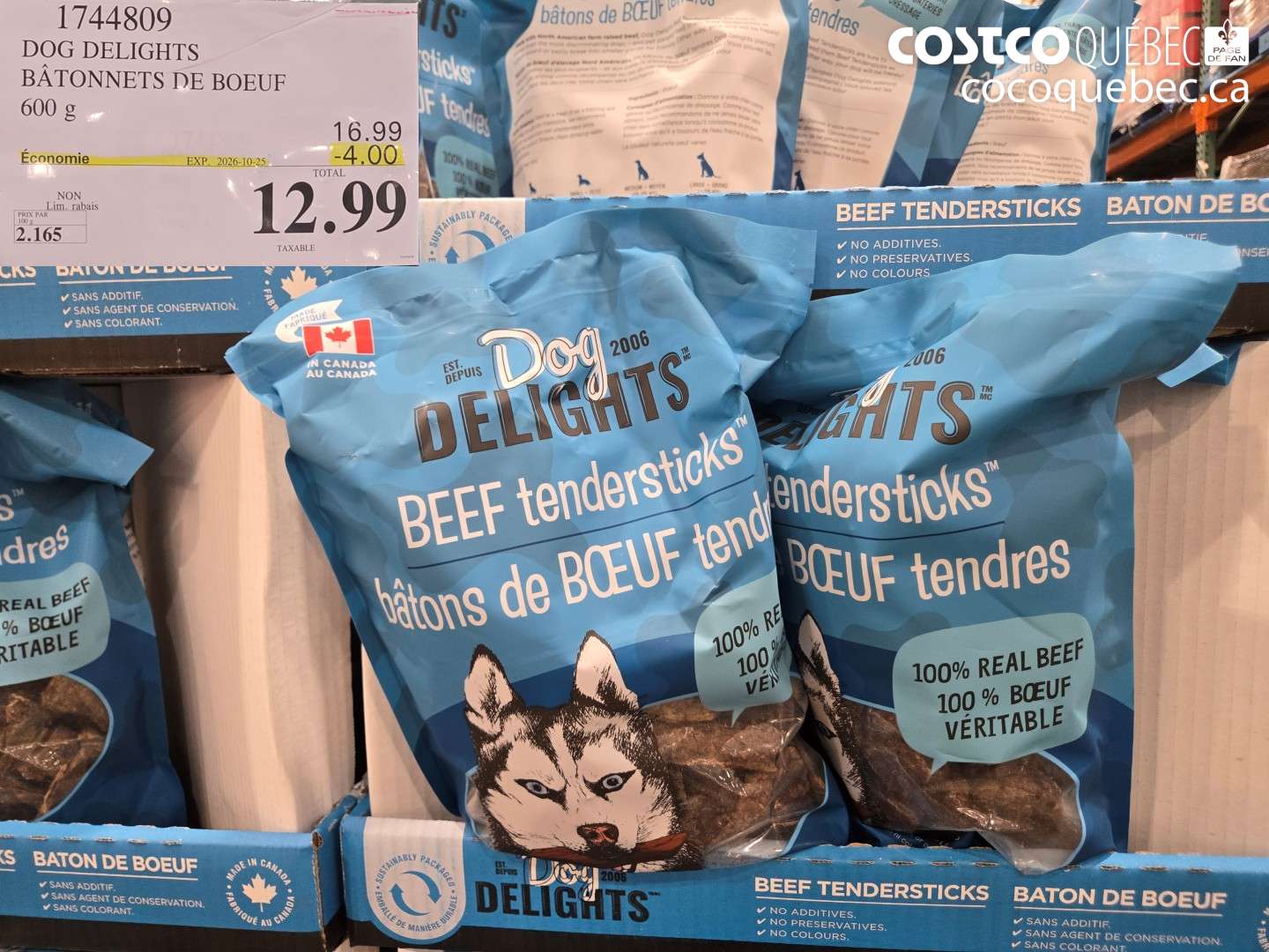 1744809 DOG DELIGHTS BÂTONNETS DE BOEUF ($4.00 INSTANT SAVINGS EXPIRES ON 2026-10-25) $12.99