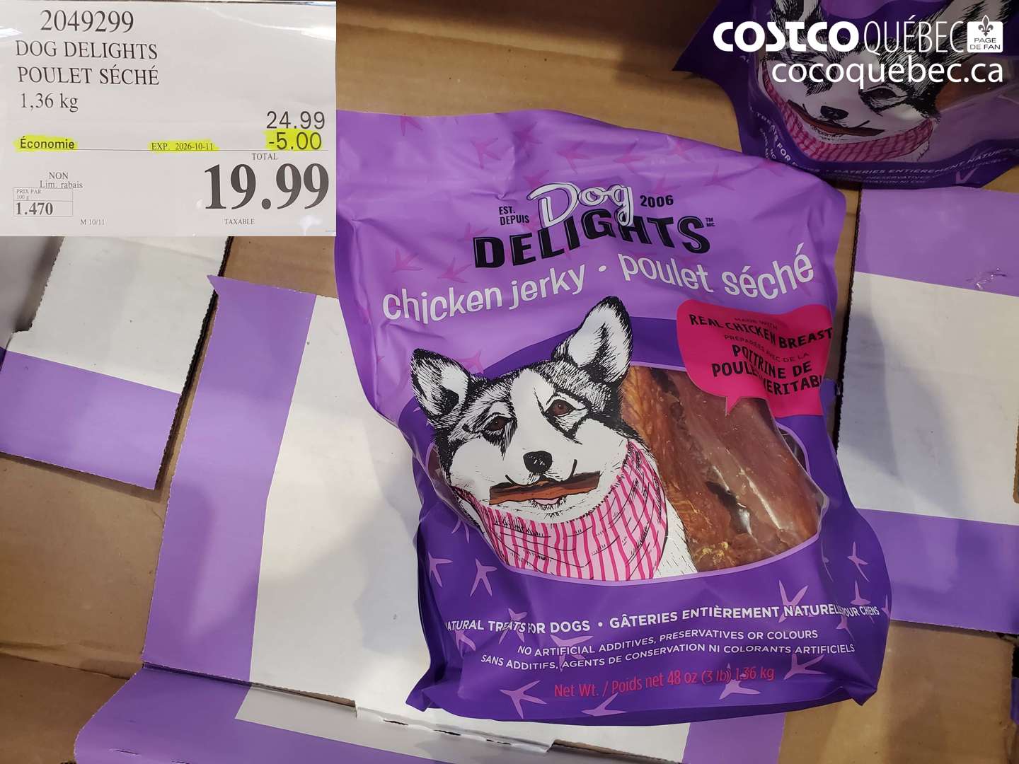 2049299 DOG DELIGHTS POULET SÉCHÉ ($5.00 INSTANT SAVINGS EXPIRES ON 2026-10-11) $19.99