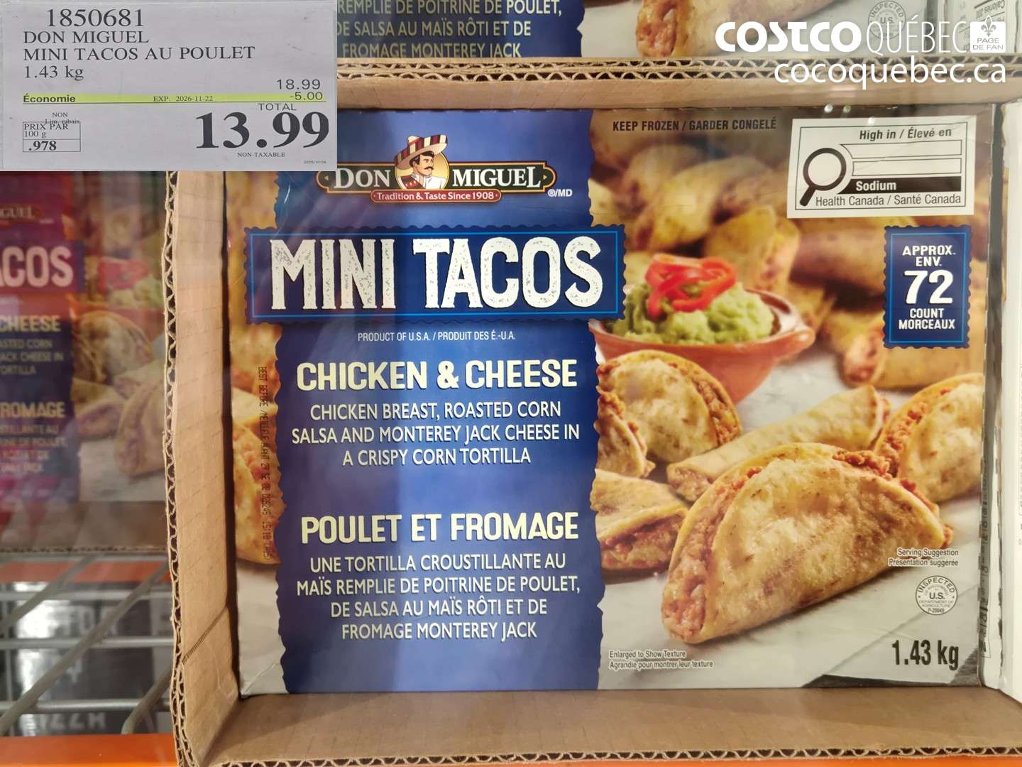 1850681 DON MIGUEL MINI TACOS AU POULET ($5.00 INSTANT SAVINGS EXPIRES ON 2026-11-22) $13.99