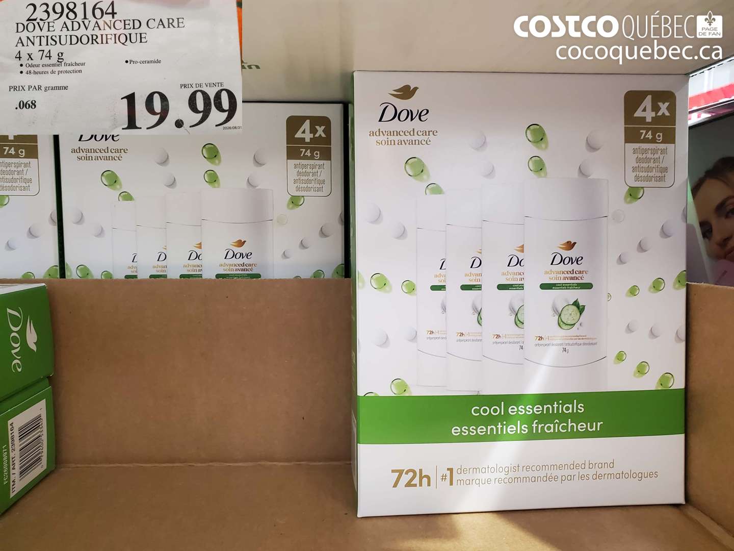 2398164 DOVE ADVANCED CARE ANTISUDORIFIQUE 4 X 74 G $19.99