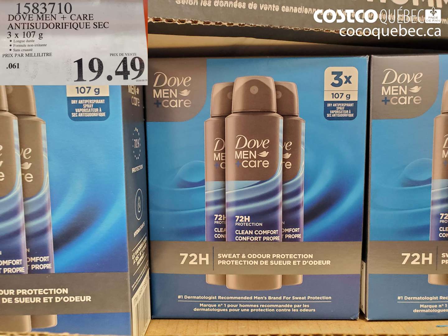 1583710 DOVE MEN + CARE ANTISUDORIFIQUE SEC 3 X 107 G $19.49