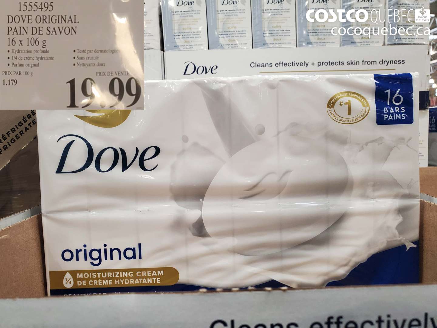 1555495 DOVE ORIGINAL PAIN DE SAVON 16 X 106 G $19.99