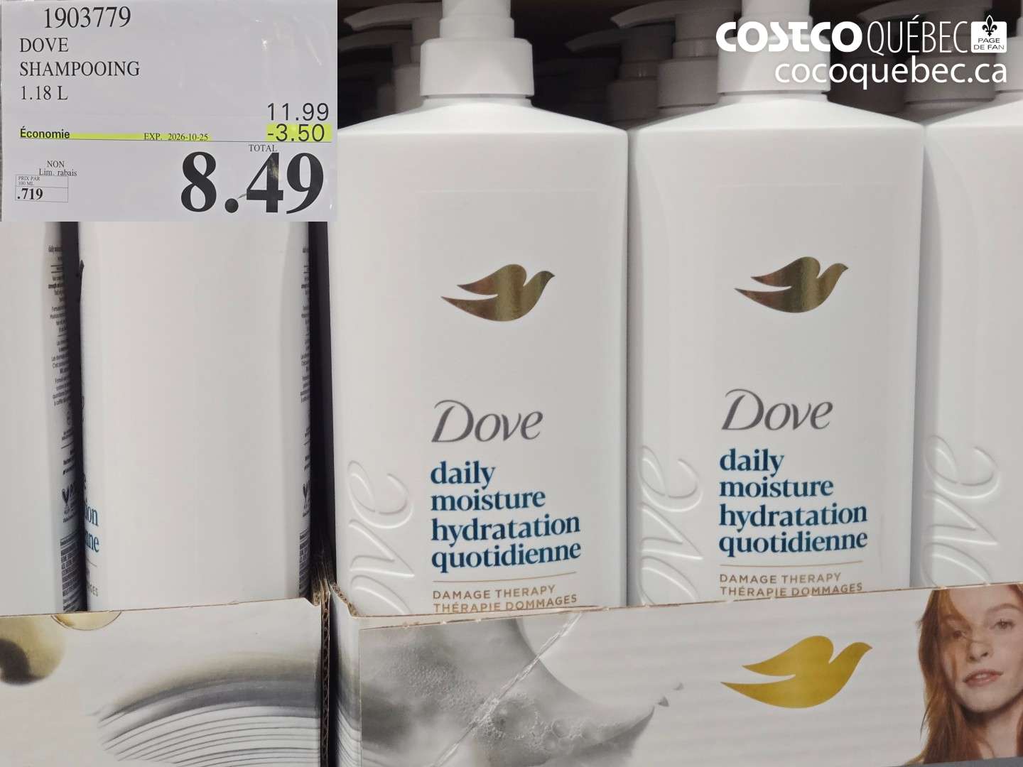1903779 DOVE SHAMPOOING 1.18 L ($3.50 INSTANT SAVINGS EXPIRES ON 2026-10-25) $8.49
