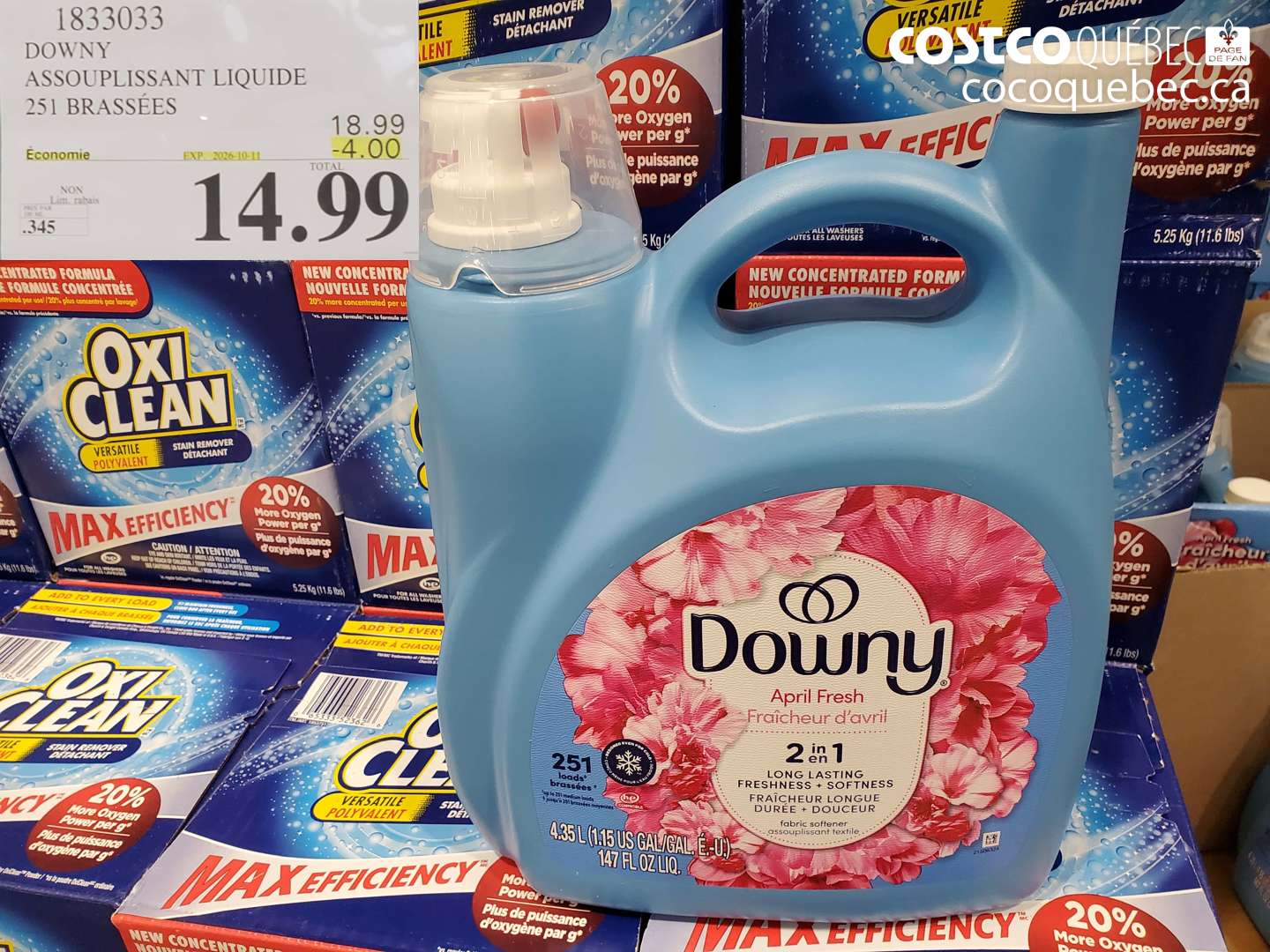 1833033 DOWNY ASSOUPLISSANT LIQUIDE 251 BRASSÉES ($4.00 INSTANT SAVINGS EXPIRES ON 2026-10-11) $14.99