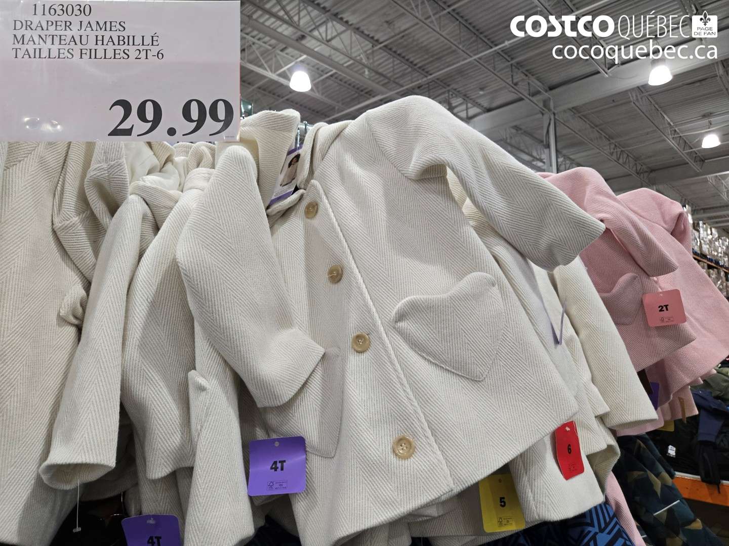 1163030 DRAPER JAMES MANTEAU HABILLÉ TAILLES FILLES 2T-6 $29.99