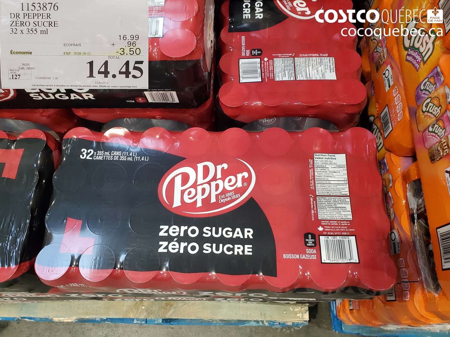 1153876 DR PEPPER ZERO SUCRE ($3.50 INSTANT SAVINGS EXPIRES ON 2026-10-11) $14.45