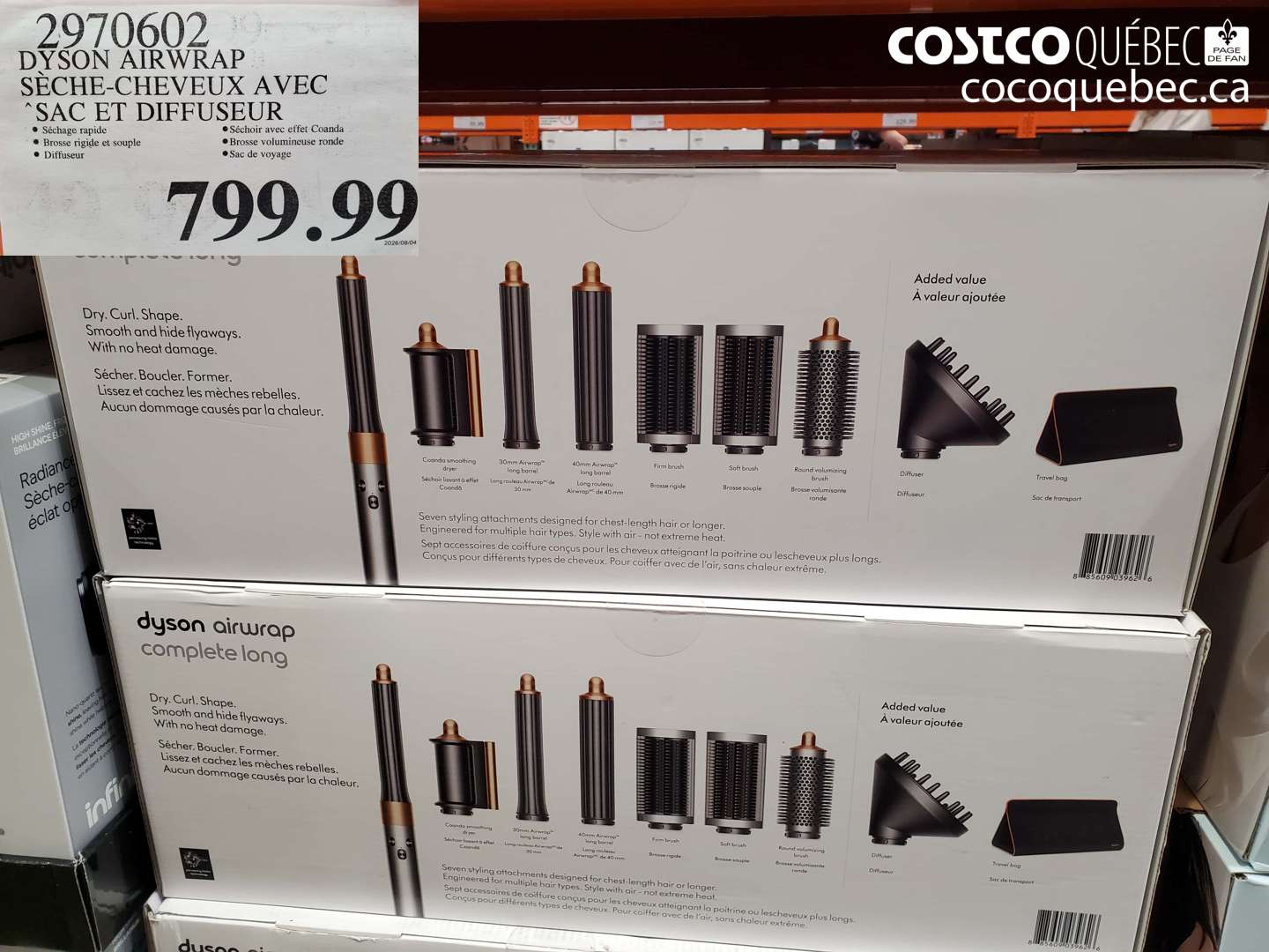 2970602 DYSON AIRWRAP SÈCHE-CHEVEUX AVEC SAC ET DIFFUSEUR $799.99