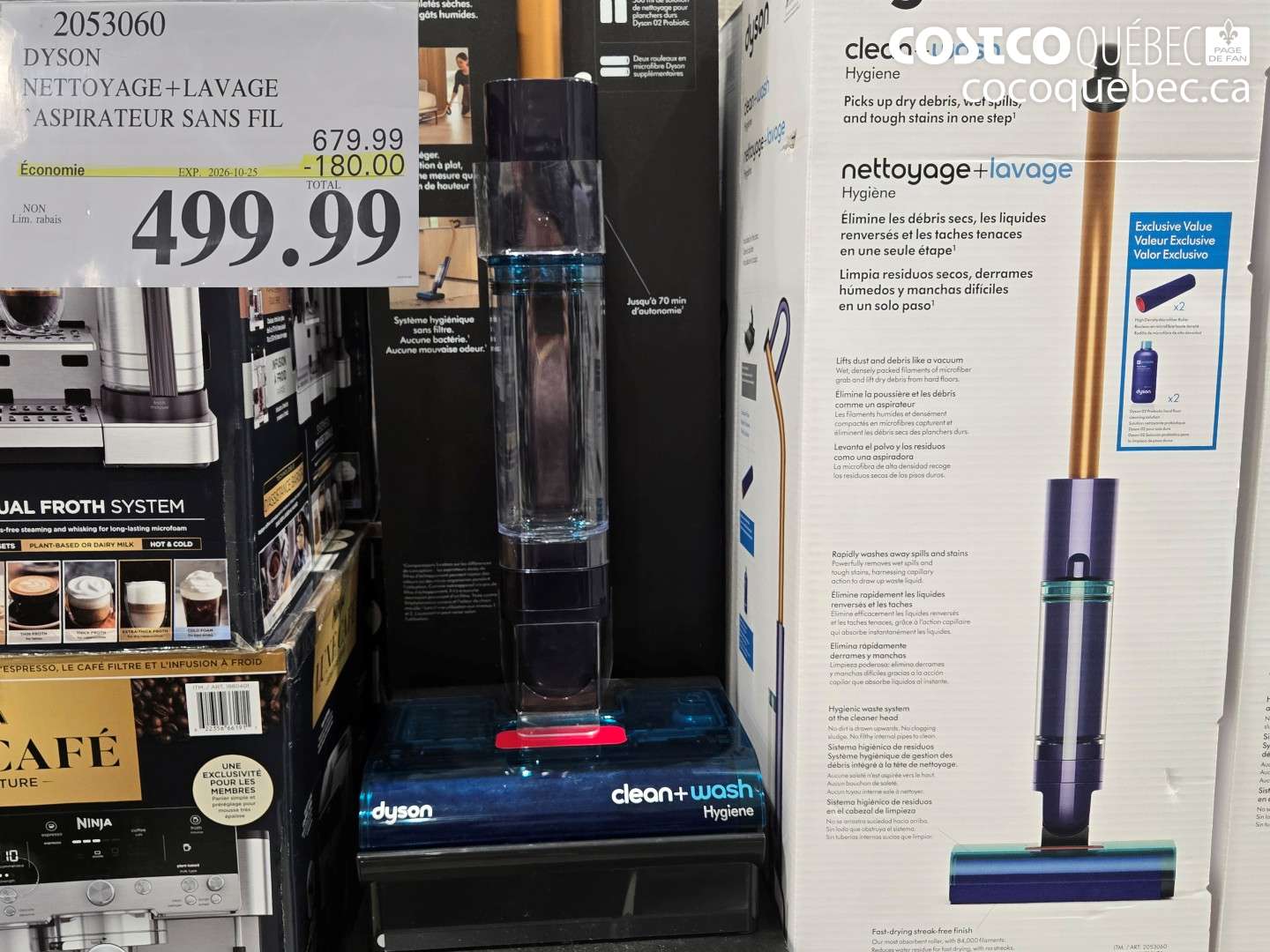 2053060 DYSON NETTOYAGE+LAVAGE ASPIRATEUR SANS FIL ($180.00 INSTANT SAVINGS EXPIRES ON 2026-10-25) $499.99