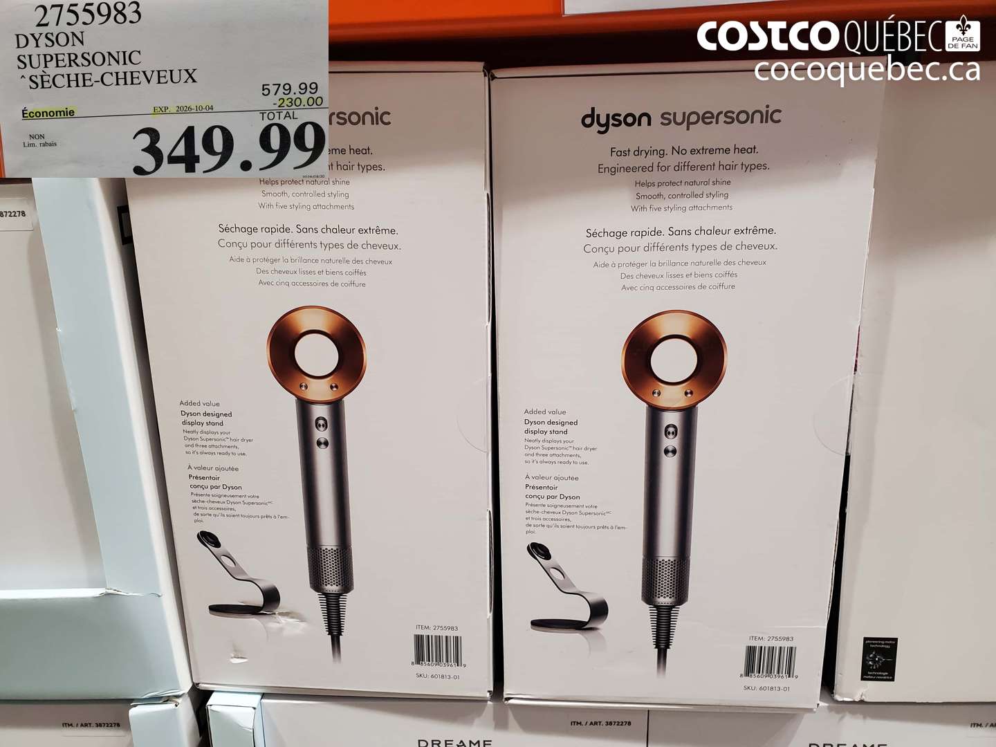 2755983 DYSON SUPERSONIC SÈCHE-CHEVEUX ($230.00 INSTANT SAVINGS EXPIRES ON 2026-10-04) $349.99