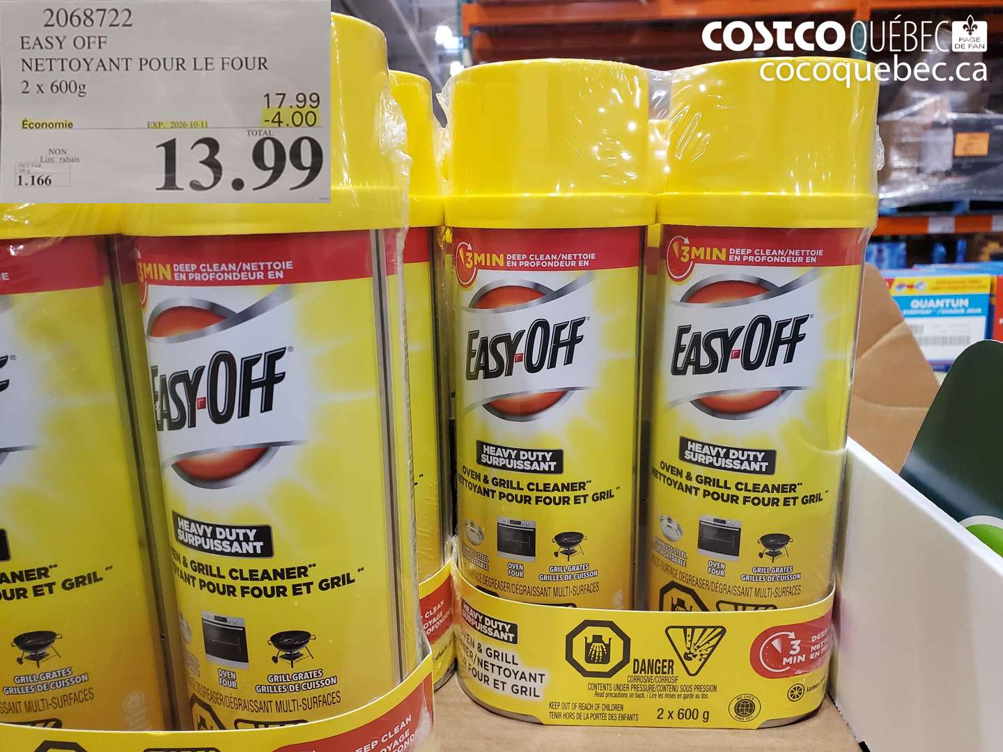 2068722 EASY OFF NETTOYANT POUR LE FOUR ($4.00 INSTANT SAVINGS EXPIRES ON 2026-10-11) $13.99