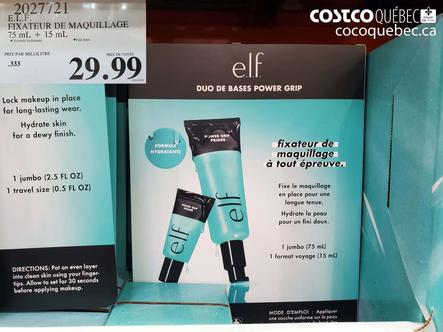 2027721 E.L.F. FIXATEUR DE MAQUILLAGE 75 ML + 15 ML $29.99