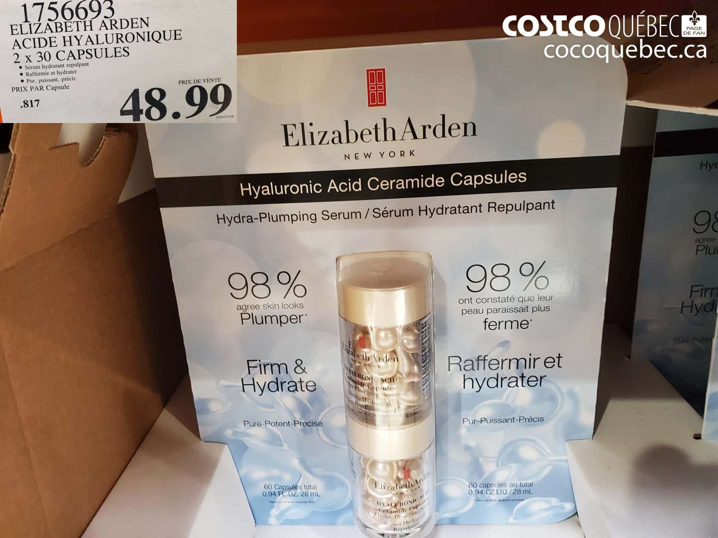 1756693 ELIZABETH ARDEN ACIDE HYALURONIQUE 2 X 30 CAPSULES $48.99