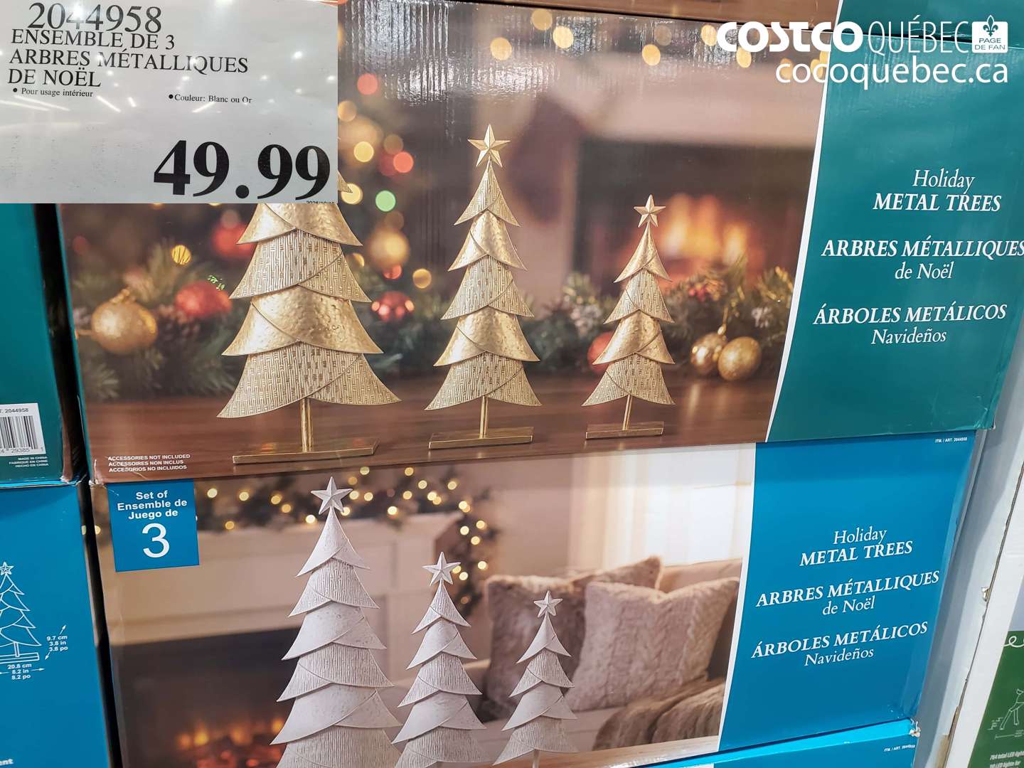 2044958 ENSEMBLE DE 3 ARBRES MÉTALLIQUES DE NOËL $49.99