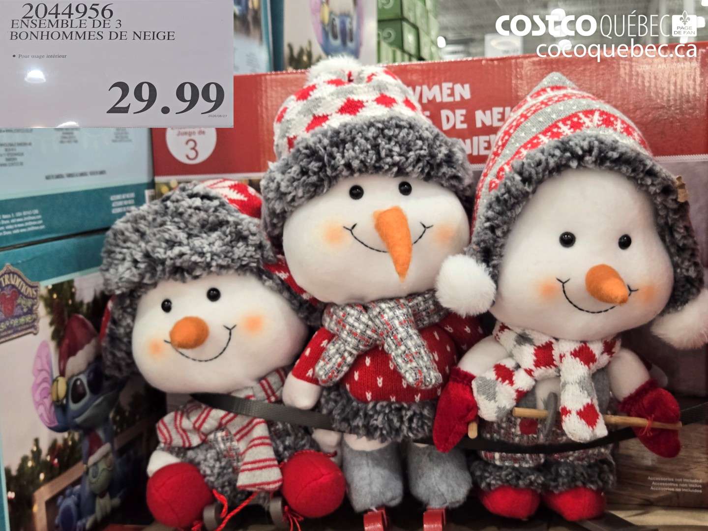 2044956 ENSEMBLE DE 3 BONHOMMES DE NEIGE $29.99