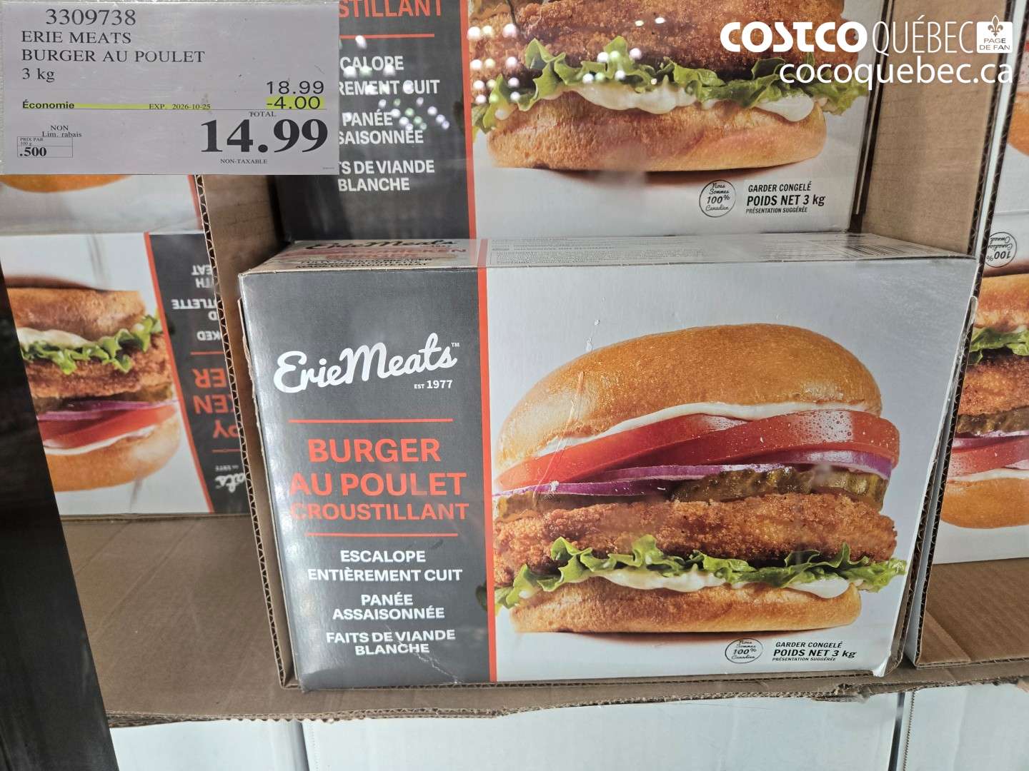 3309738 ERIE MEATS BURGER AU POULET ($4.00 INSTANT SAVINGS EXPIRES ON 2026-10-25) $14.99