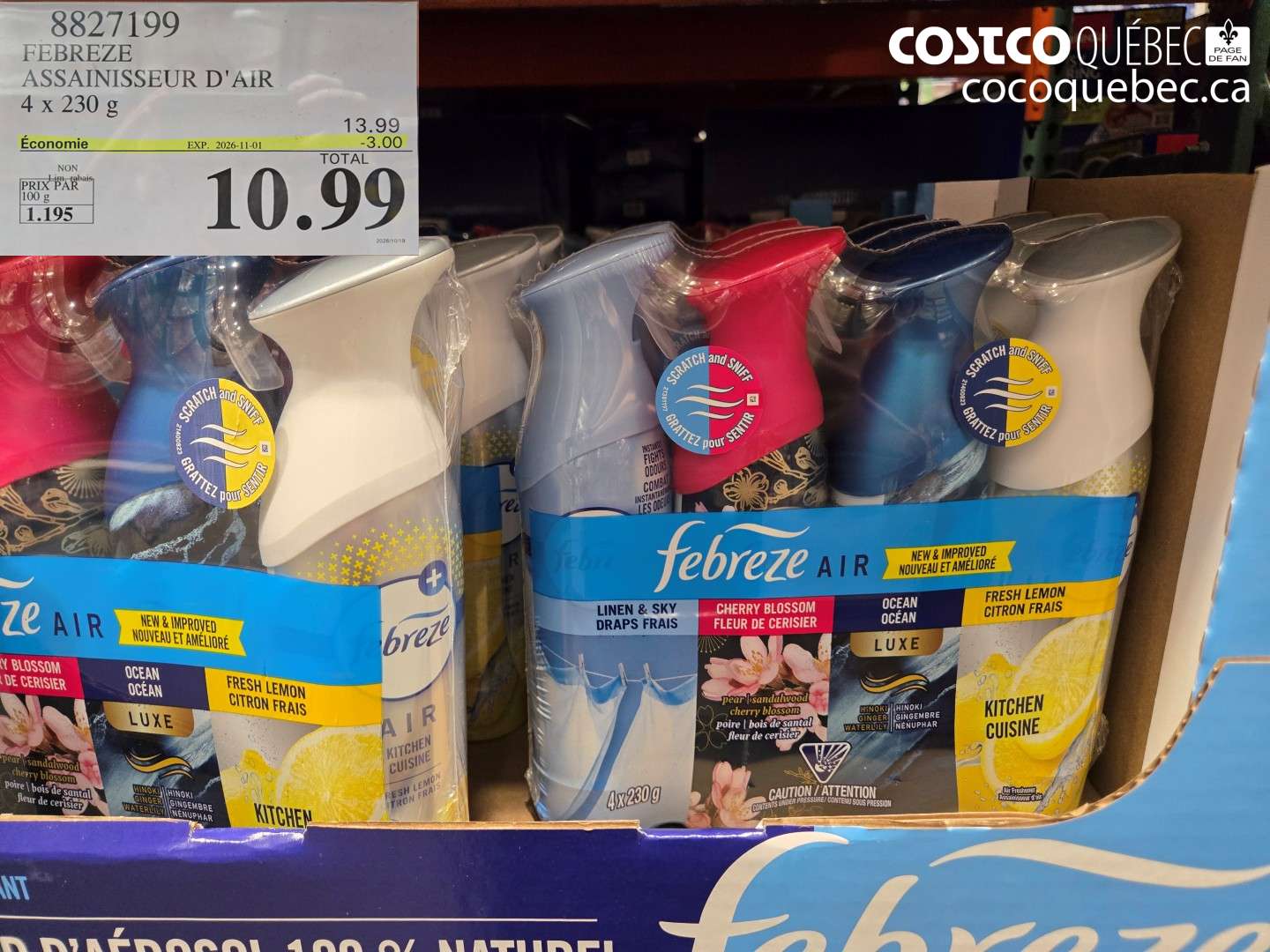 8827199 FEBREZE ASSAINISSEUR D'AIR ($3.00 INSTANT SAVINGS EXPIRES ON 2026-11-01) $10.99