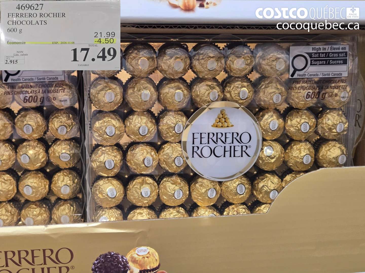 469627 FERRERO ROCHER CHOCOLATS ($4.50 INSTANT SAVINGS EXPIRES ON 2026-11-08) $17.49
