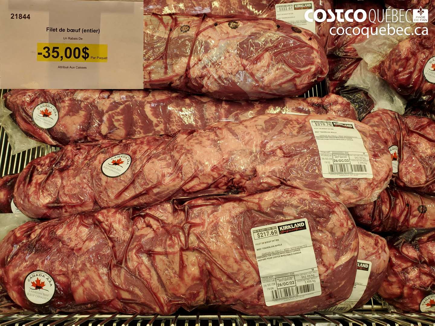 21844 FILET DE BOEUF (ENTIER) ($35.00 INSTANT SAVINGS)