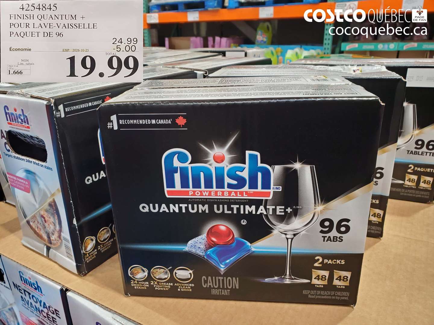 4254845 FINISH QUANTUM + POUR LAVE-VAISSELLE PAQUET DE 96 ($5.00 INSTANT SAVINGS EXPIRES ON 2026-10-25) $19.99