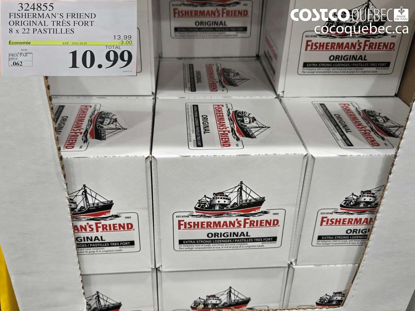 324855 FISHERMAN'S FRIEND ORIGINAL TRÈS FORT 8 X 22 PASTILLES ($3.00 INSTANT SAVINGS EXPIRES ON 2026-10-25) $10.99