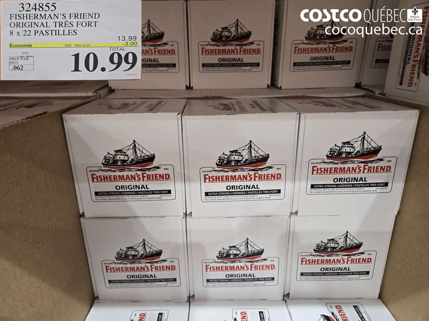324855 FISHERMAN'S FRIEND ORIGINAL TRÈS FORT 8 X 22 PASTILLES ($3.00 INSTANT SAVINGS EXPIRES ON 2026-10-25) $10.99
