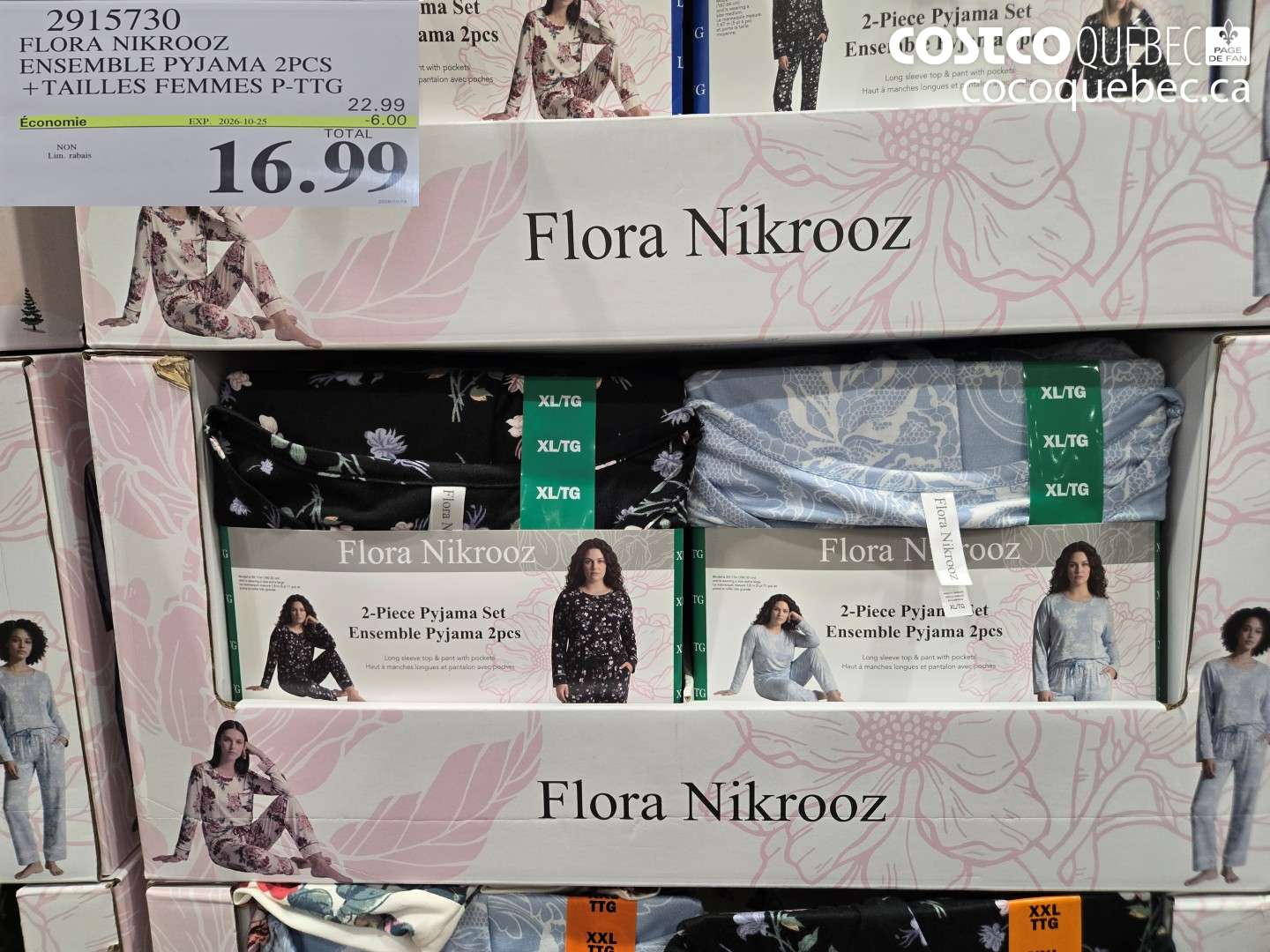 2915730 FLORA NIKROOZ ENSEMBLE PYJAMA 2PCS + TAILLES FEMMES P-TTG ($6.00 INSTANT SAVINGS EXPIRES ON 2026-10-25) $16.99