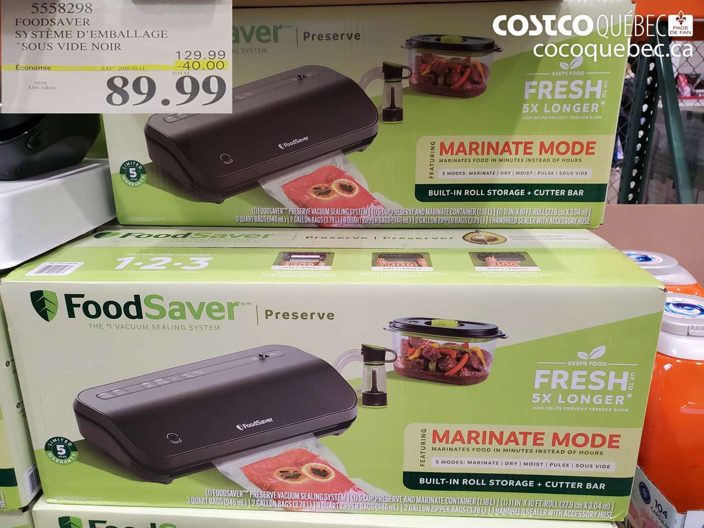 5558298 FOODSAVER SYSTÈME D'EMBALLAGE ($40.00 INSTANT SAVINGS EXPIRES ON 2026-10-11) $89.99