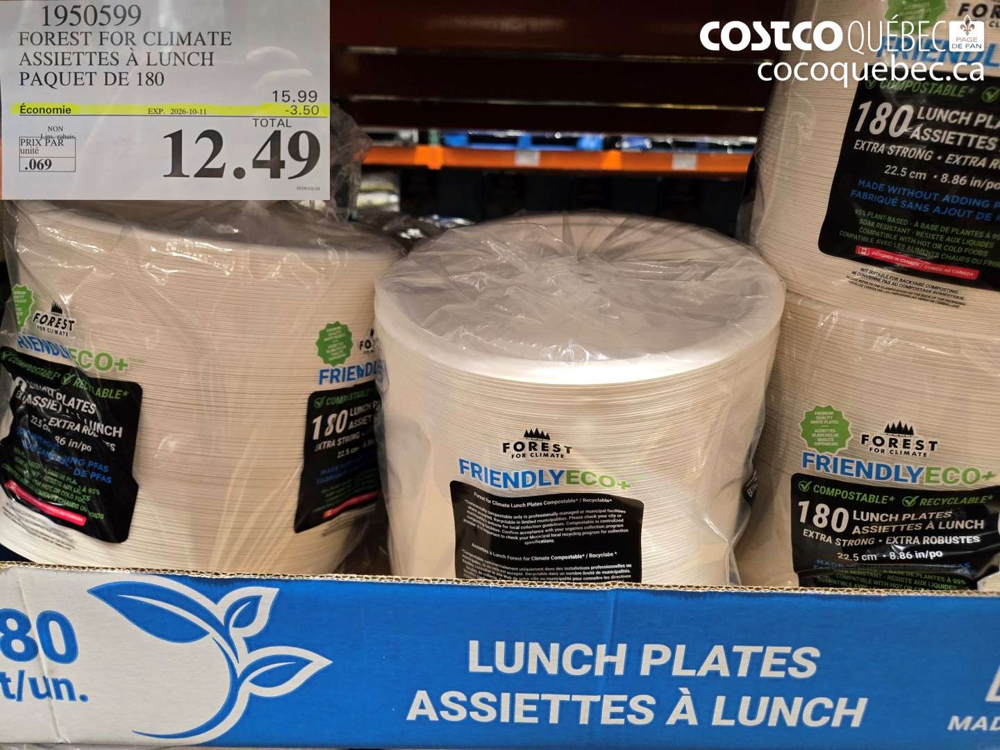 1950599 FOREST FOR CLIMATE ASSIETTES À LUNCH PAQUET DE 180 ($3.50 INSTANT SAVINGS EXPIRES ON 2026-10-11) $12.49