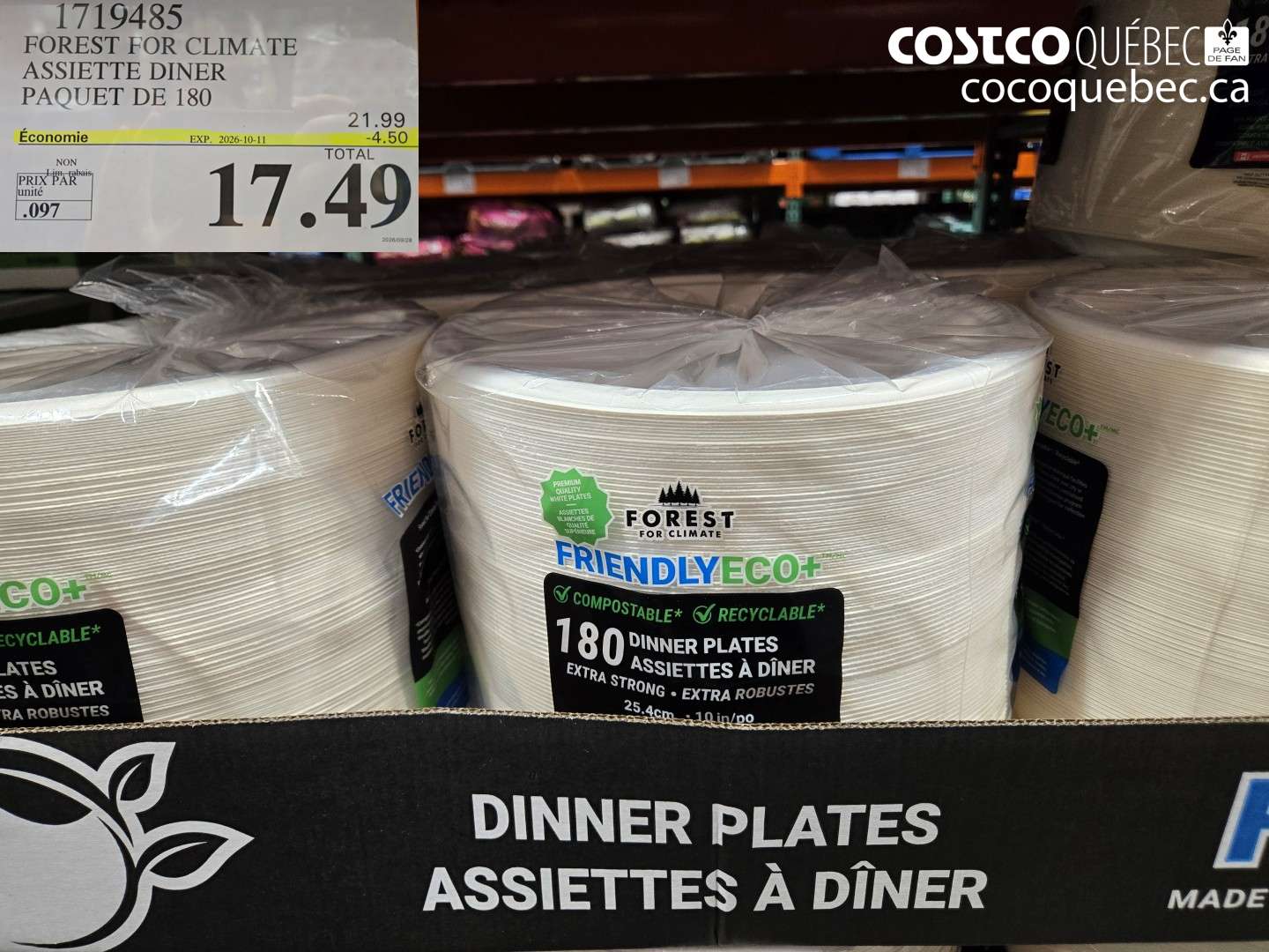 1719485 FOREST FOR CLIMATE ASSIETTE DINER PAQUET DE 180 ($4.50 INSTANT SAVINGS EXPIRES ON 2026-10-11) $17.49