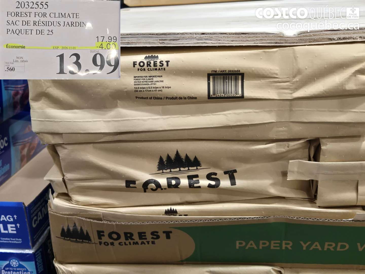 2032555 FOREST FOR CLIMATE SAC DE RÉSIDUS JARDIN PAQUET DE 25 ($4.00 INSTANT SAVINGS EXPIRES ON 2026-11-01) $13.99