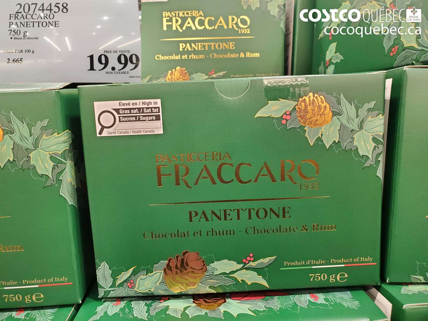 2074458 FRACCARO PANETTONE 750 G $19.99