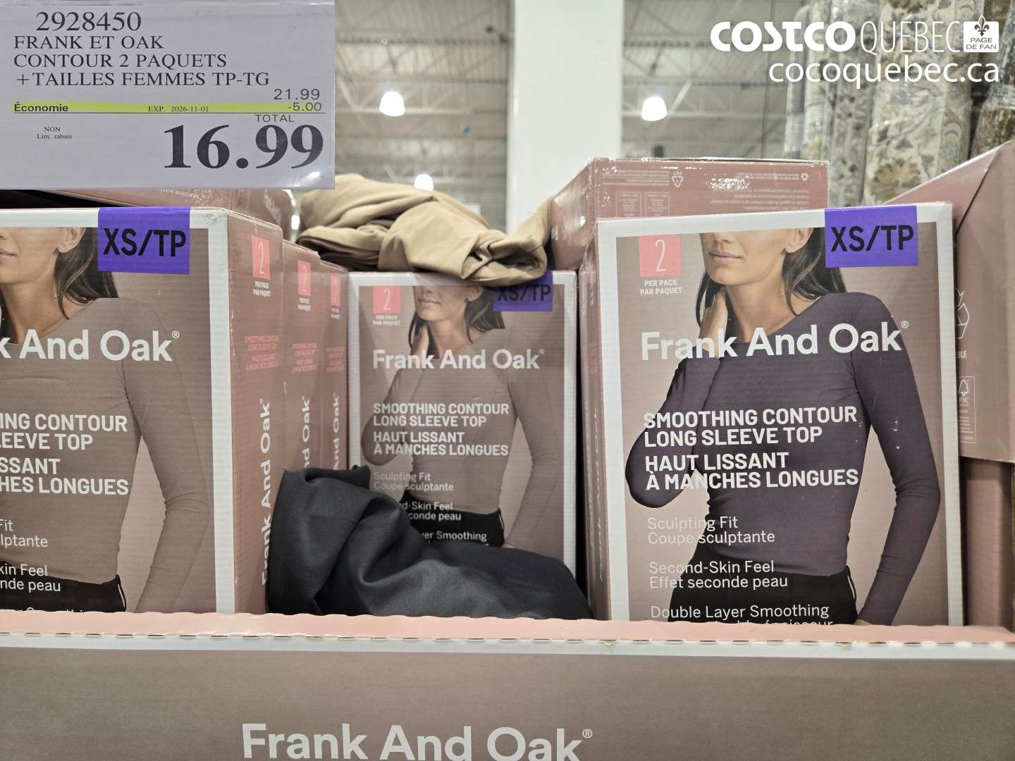 2928450 FRANK ET OAK CONTOUR 2 PAQUETS + TAILLES FEMMES TP-TG ($5.00 INSTANT SAVINGS EXPIRES ON 2026-11-01) $16.99