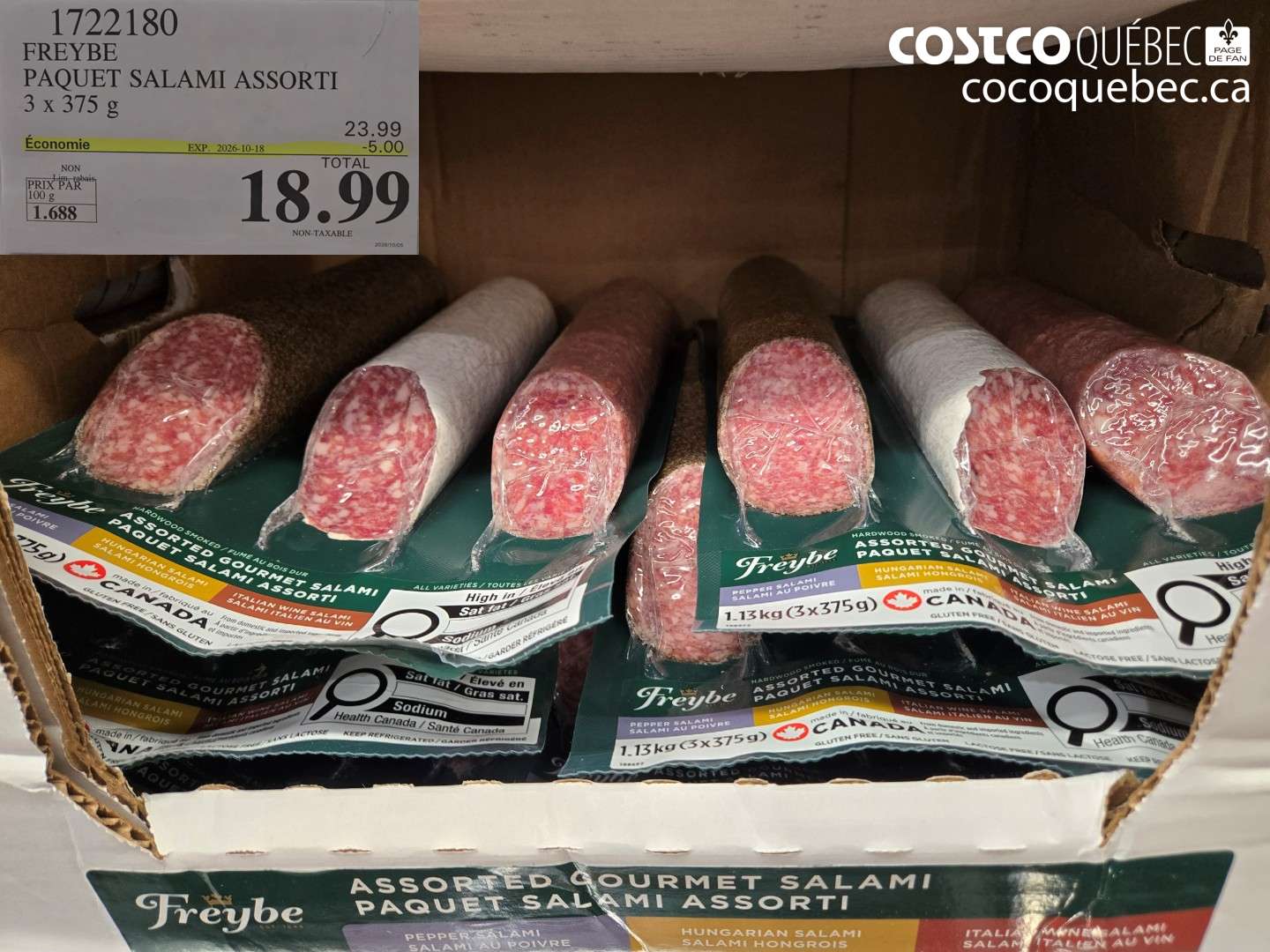 1722180 FREYBE PAQUET SALAMI ASSORTI ($5.00 INSTANT SAVINGS EXPIRES ON 2026-10-18) $18.99