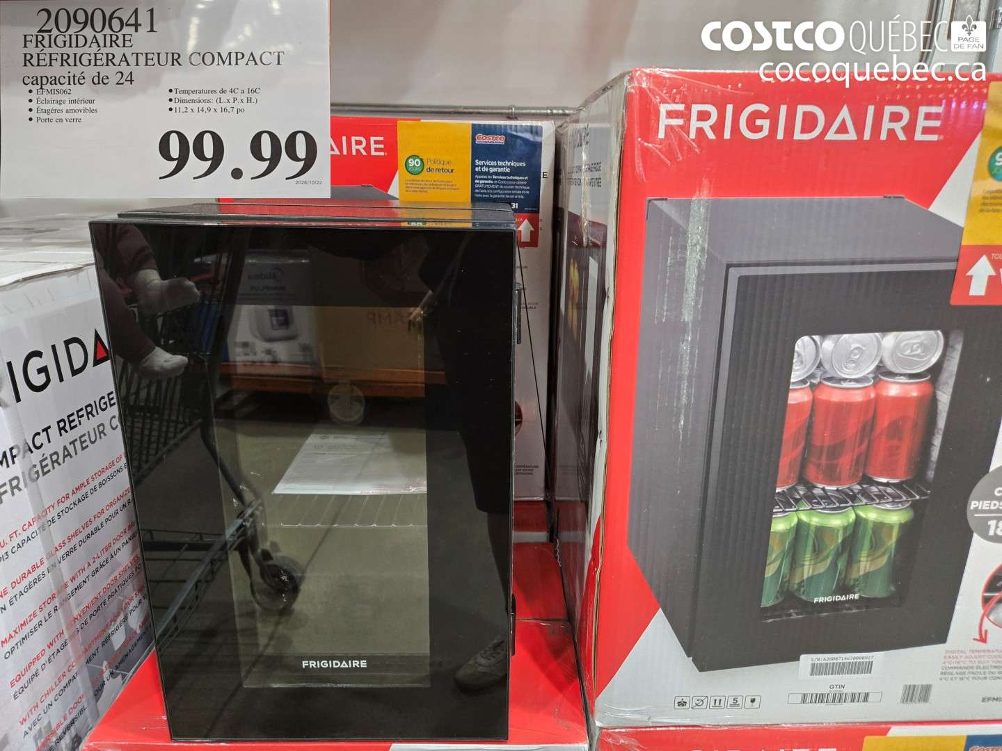2090641 FRIGIDAIRE RÉFRIGÉRATEUR COMPACT CAPACITÉ DE 24 $99.99