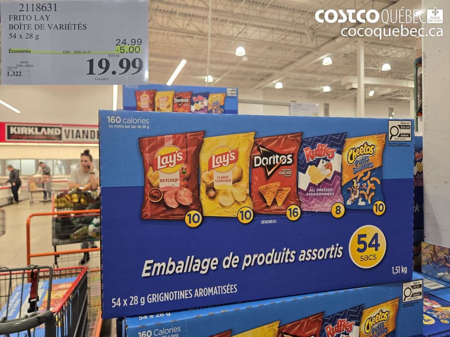 2118631 FRITO LAY BOÎTE DE VARIÉTÉS 54 X 28 G ($5.00 INSTANT SAVINGS EXPIRES ON 2026-10-25) $19.99