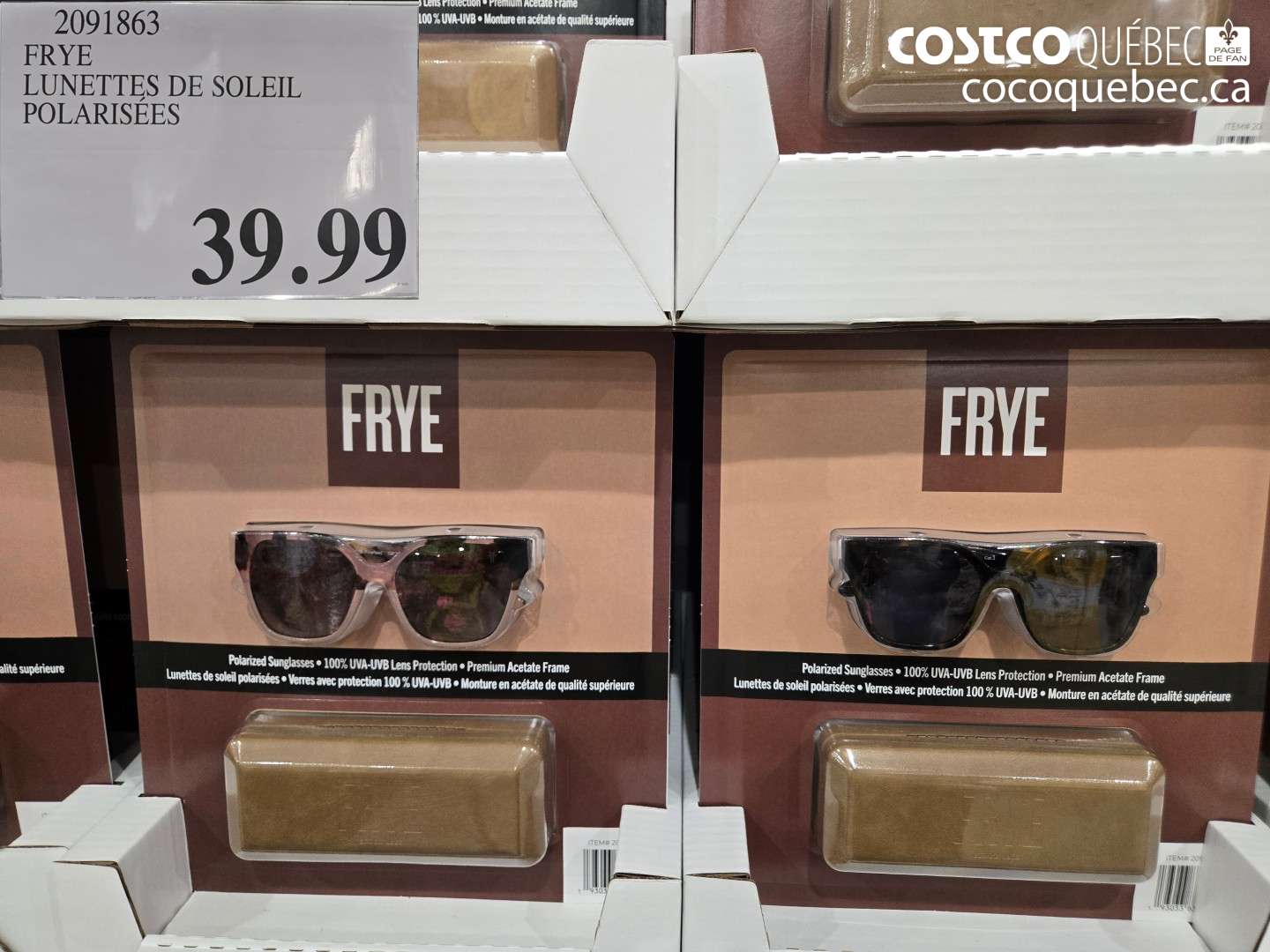2091863 FRYE LUNETTES DE SOLEIL POLARISÉES $39.99